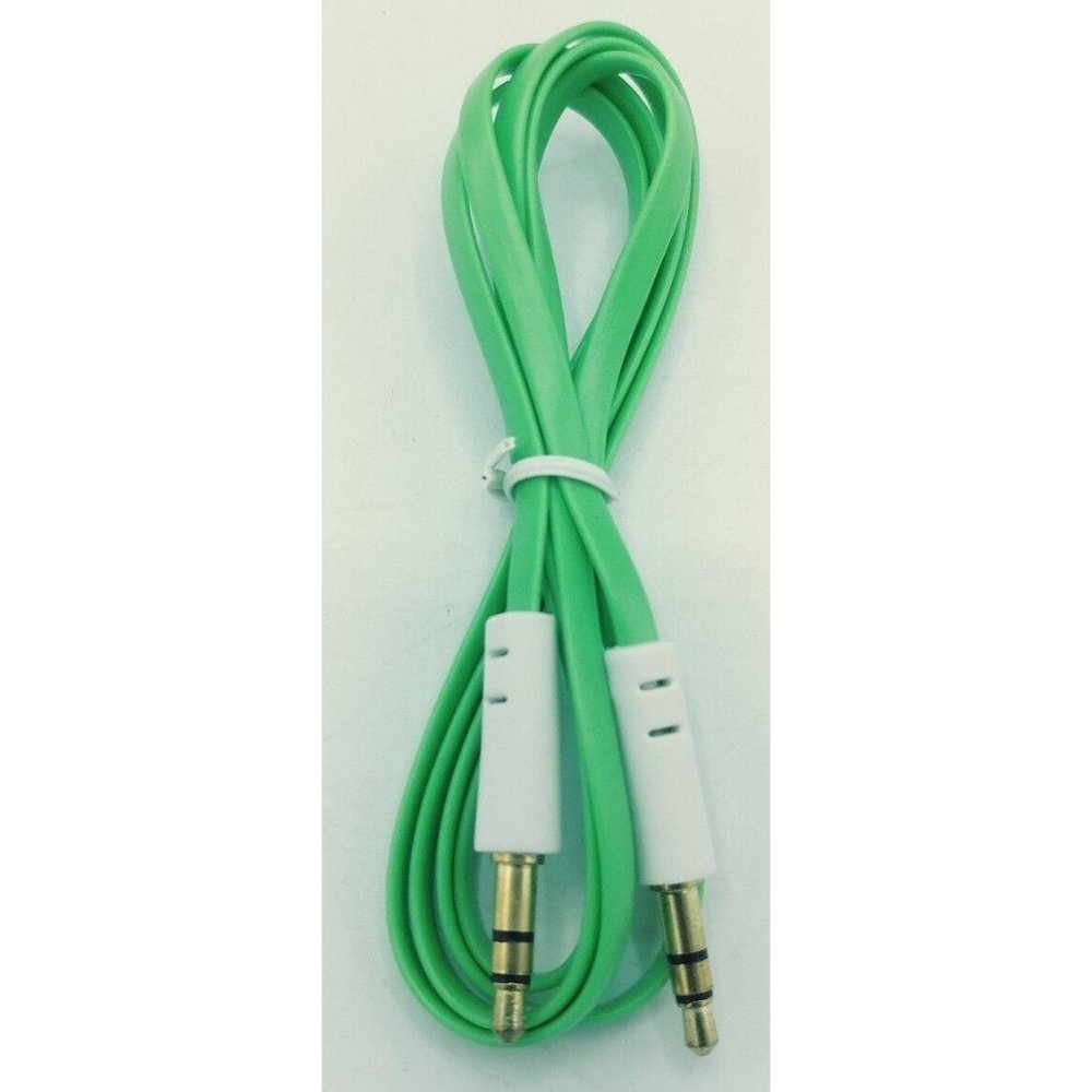 3.5mm Stereo Auxiliary Male to Male Flat Audio Music Aux Cable Cord Green, 3 ft.